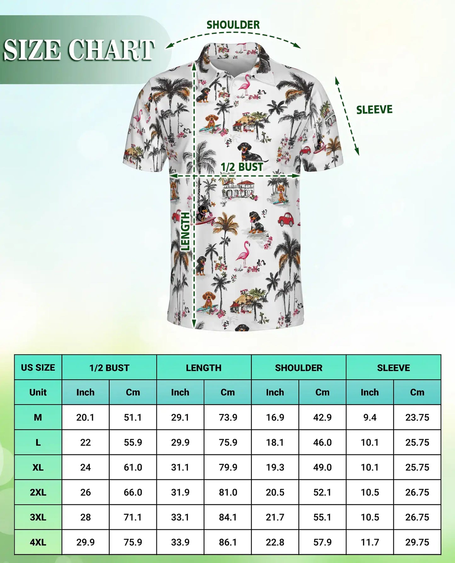 Dachshund Hawaiian 3D Polo Shirt for Men – Tropical Dog Beach Style | Azhobbyshop