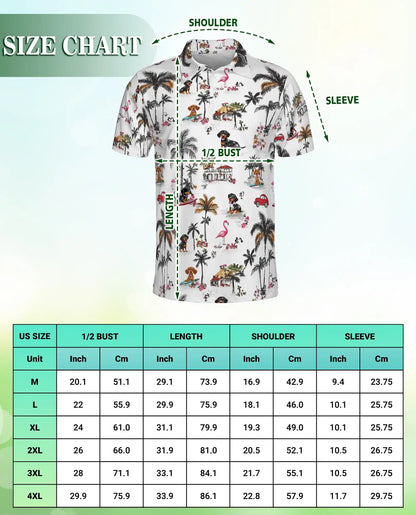 Dachshund Hawaiian 3D Polo Shirt for Men – Tropical Dog Beach Style | Azhobbyshop