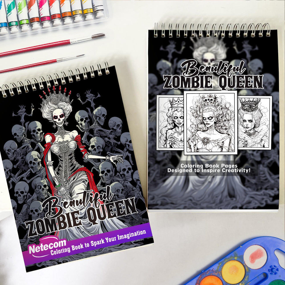 Beautiful Zombie Queen Spiral Bound Coloring Book, Discover the Haunting Beauty with 30 Exquisite Zombie Queen Coloring Pages for Fans of the Macabre to Bring Life to Undead Royalty