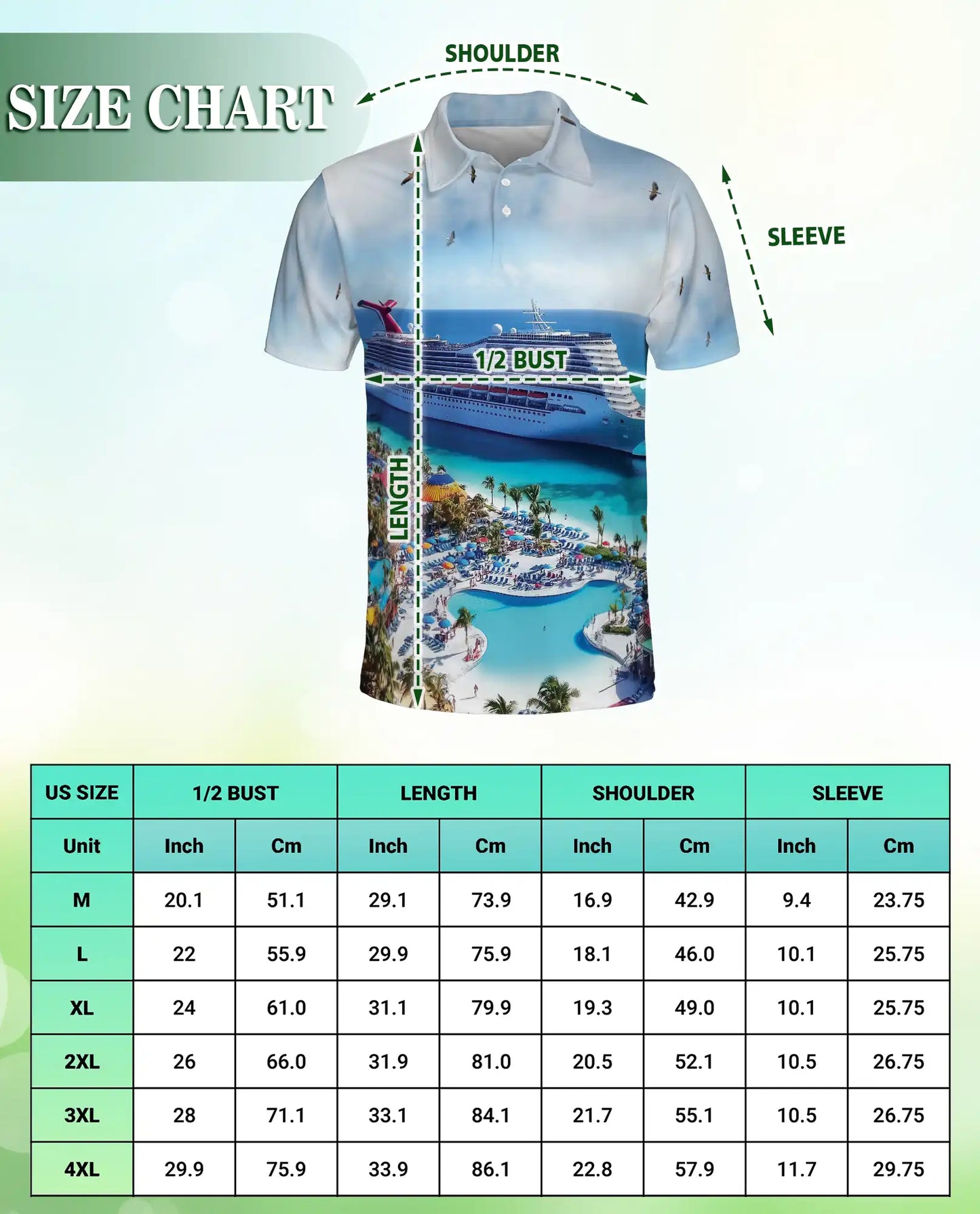 Cruise Ship Hawaiian 3D Polo Shirt for Men – Tropical Vacation Beach Style | Azhobbyshop