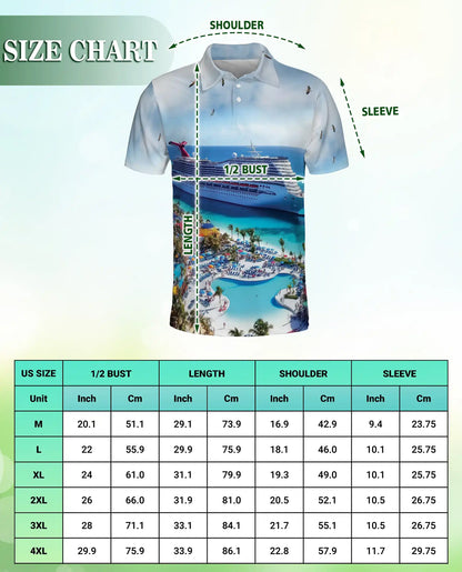 Cruise Ship Hawaiian 3D Polo Shirt for Men – Tropical Vacation Beach Style | Azhobbyshop