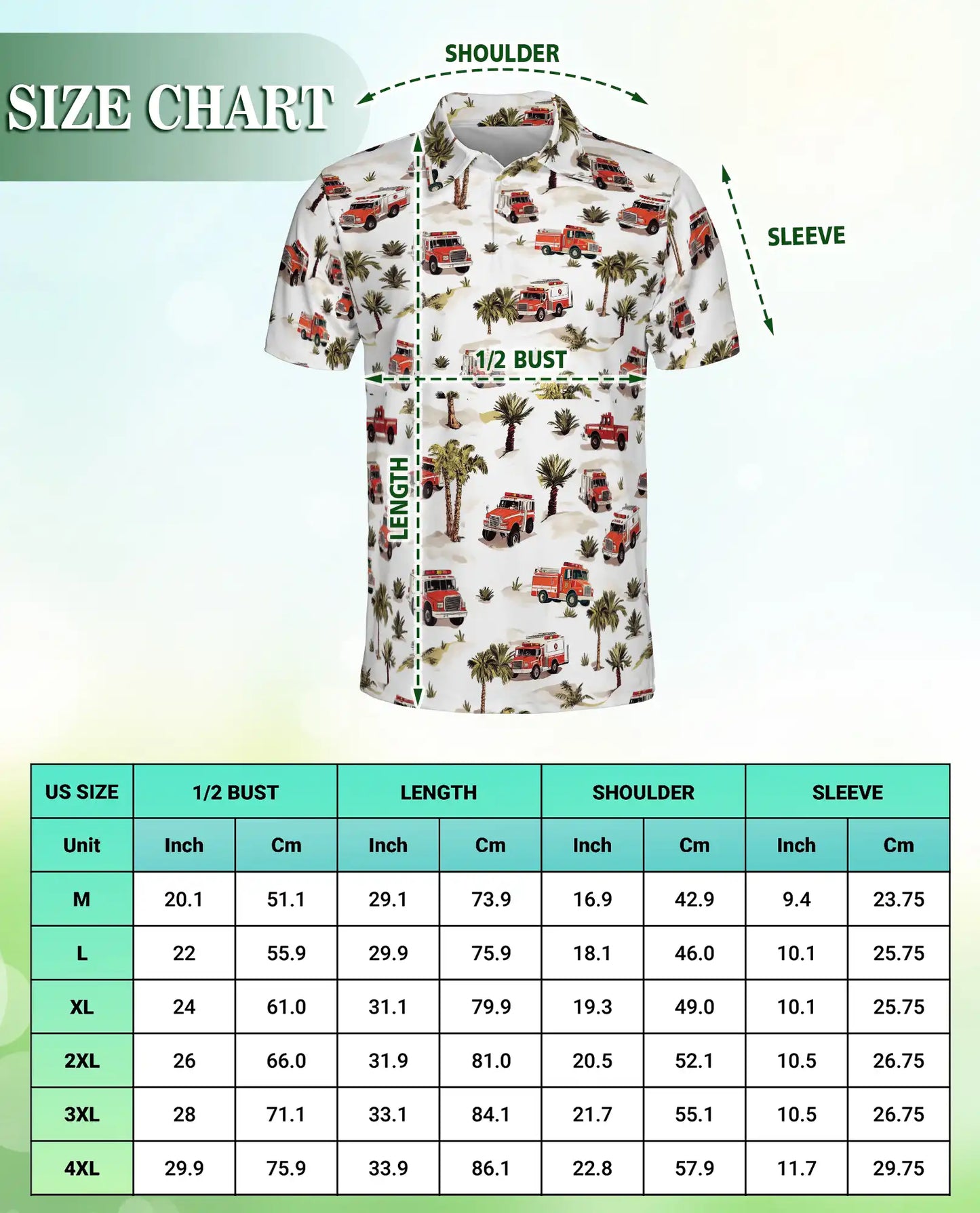 Fire Truck Tropical Pattern Polo Shirt | Azhobbyshop