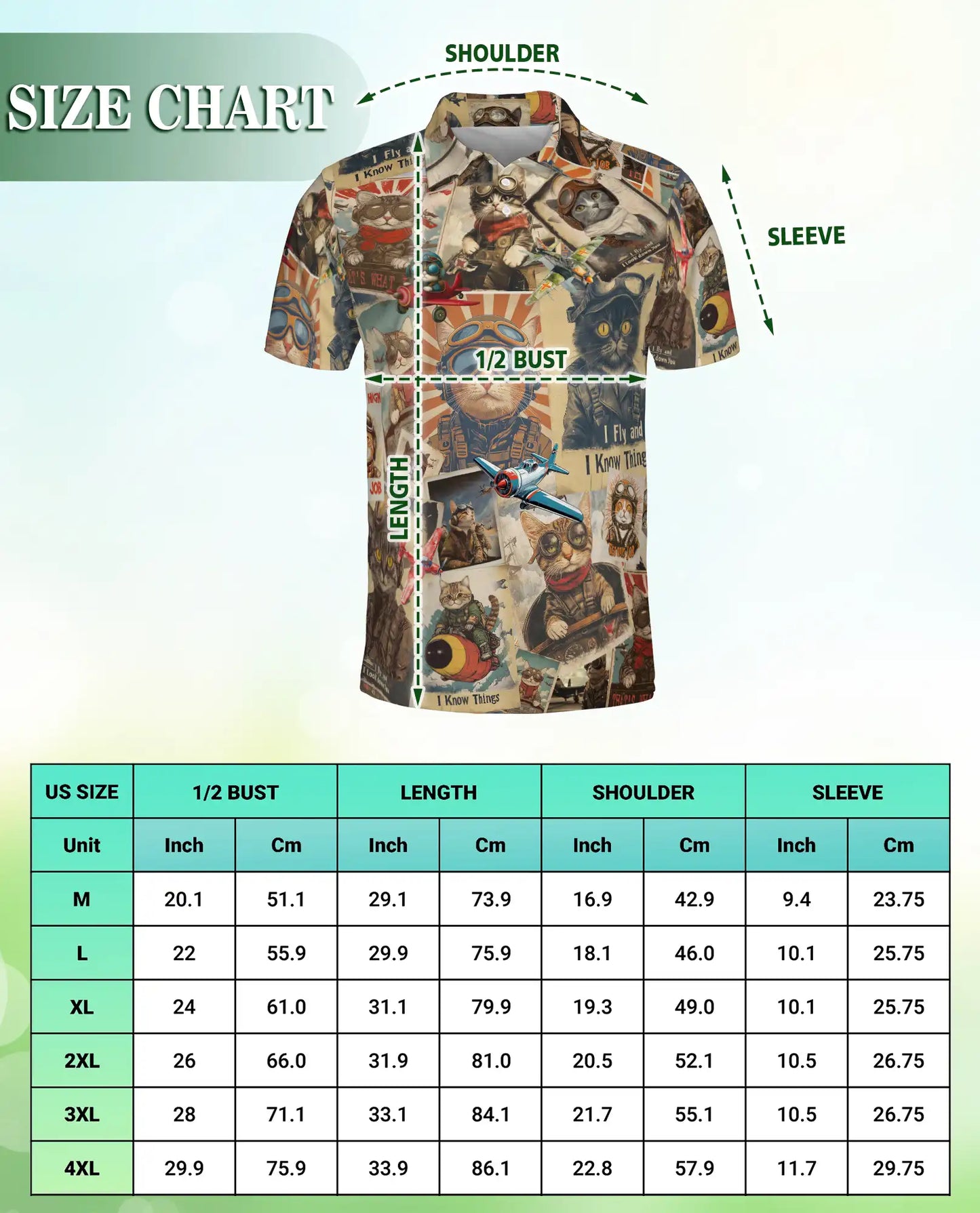 Vintage Pilot Cat Polo Shirt- Retro Aviator Cat Graphic Shirt | Azhobbyshop