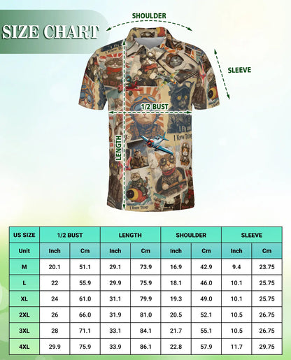 Vintage Pilot Cat Polo Shirt- Retro Aviator Cat Graphic Shirt | Azhobbyshop