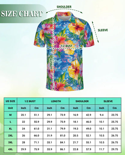 Hibiscus Seas Polo Shirt- Hawaiian Floral Tropical Style | Azhobbyshop