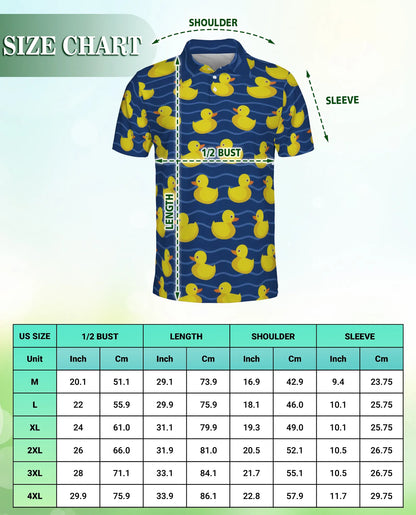 Duck Pattern Polo Shirt Funny Yellow Duck Print | Azhobbyshop