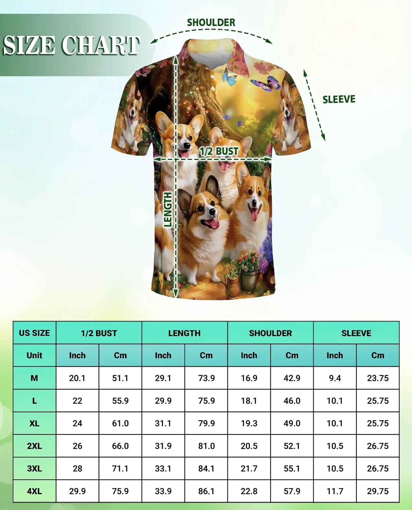 Corgi Dog 3D Polo Shirt for Men – Cute Puppy Garden Style | Azhobbyshop