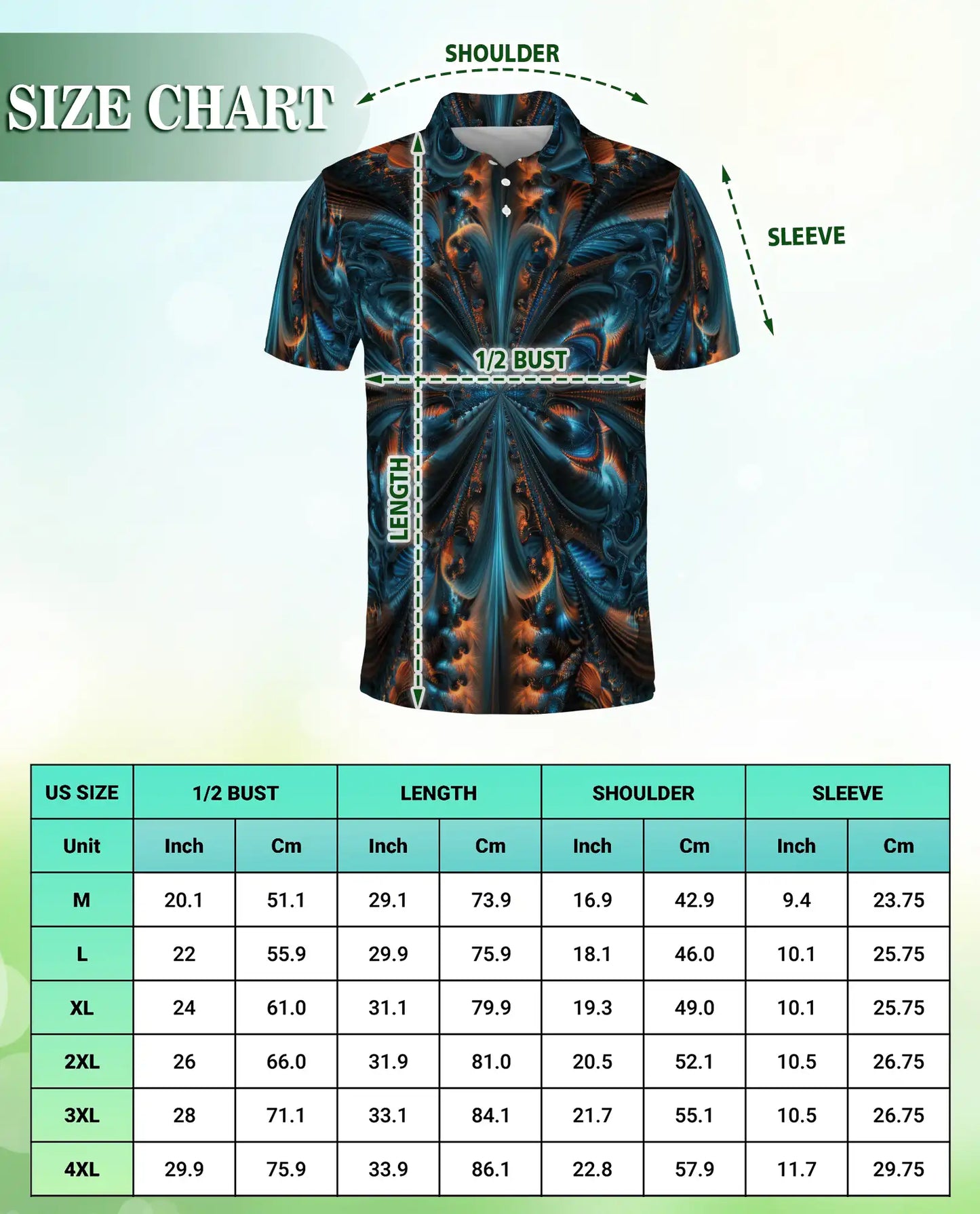Fractal High Quality Polo Shirt – Premium Abstract Symmetry 3D Print | Azhobbyshop