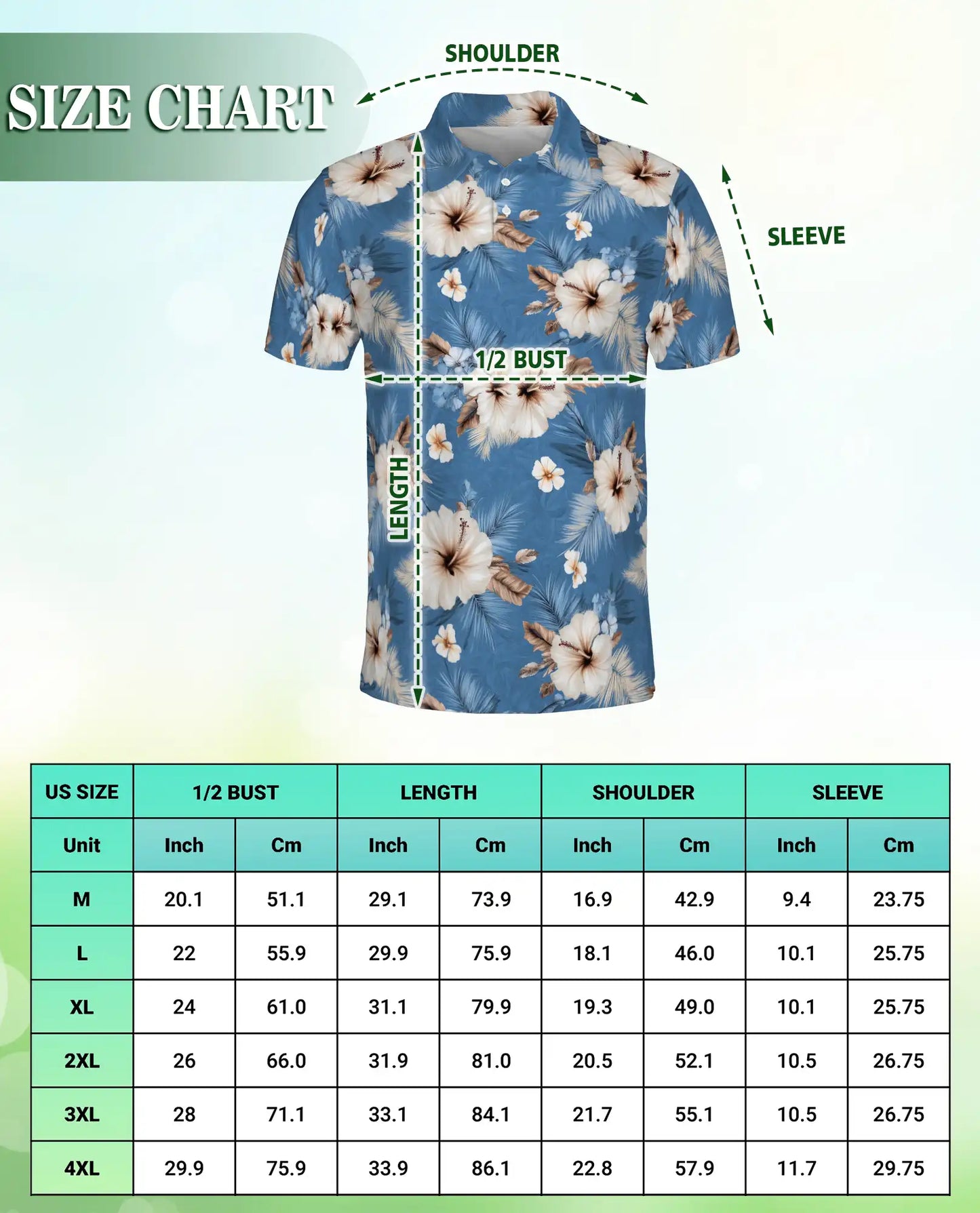Hibiscus Flowers Polo Shirt -Hawaiian Tropical Floral Style | Azhobbyshop