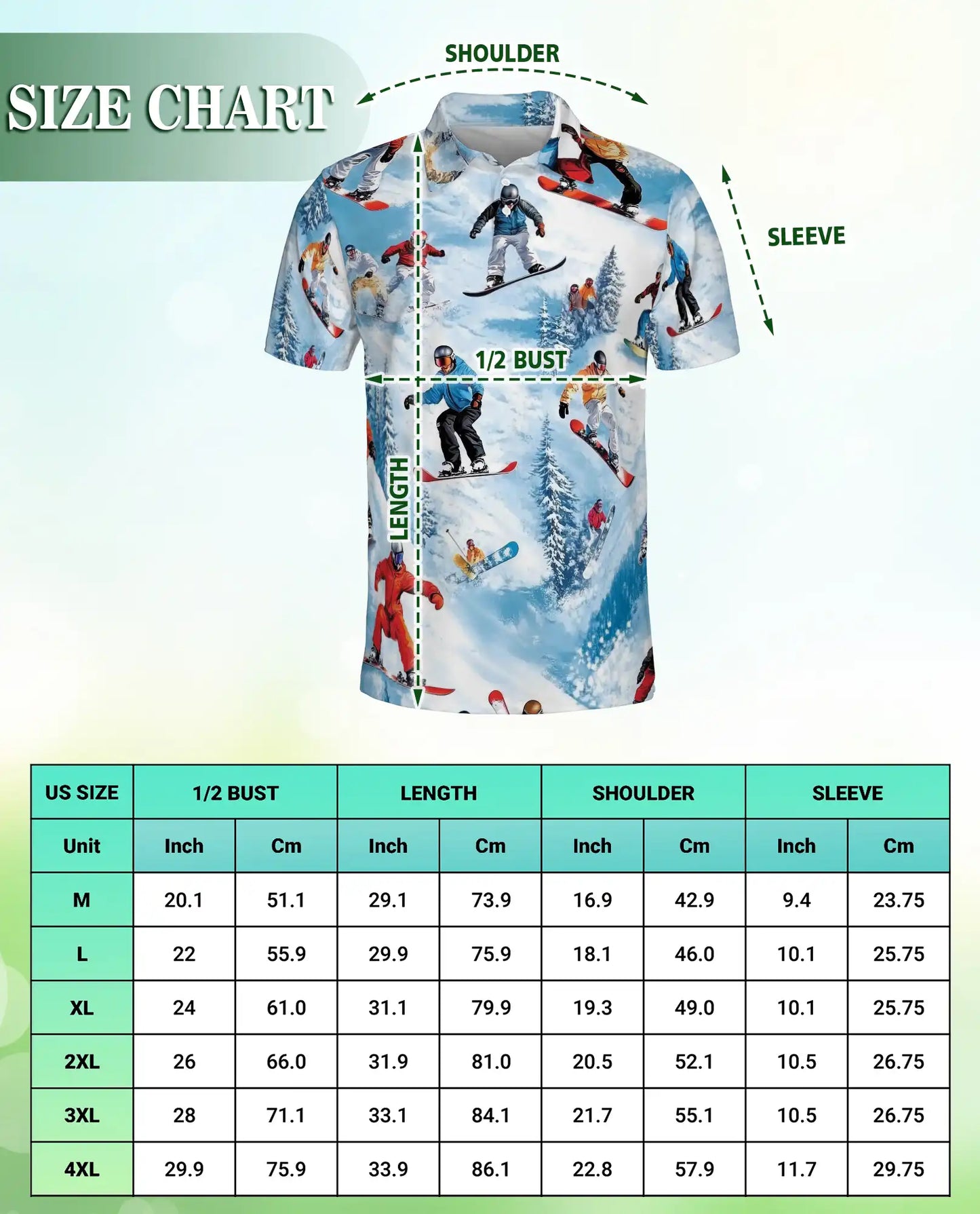 Snowboarding 3D Polo Shirt for Men – Winter Sport Mountain Style | Azhobbyshop