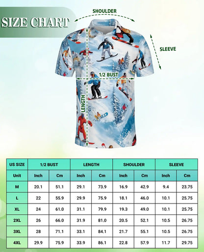 Snowboarding 3D Polo Shirt for Men – Winter Sport Mountain Style | Azhobbyshop