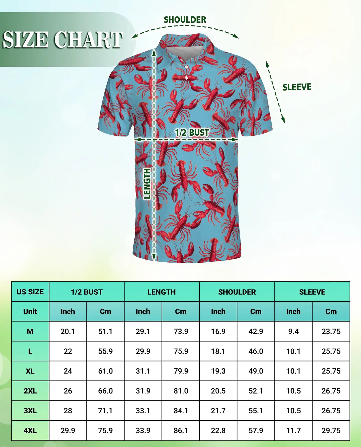 Lobster Polo Shirt- Funny Seafood Print Beach Summer Shirt | Azhobbyshop