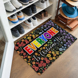 Rainbow Wildflower Doormat – Everyone Is Welcome Here Mat