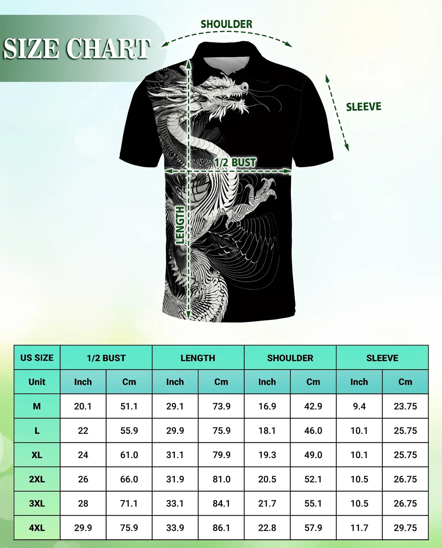 Black White Dragon Art Polo Shirt | Azhobbyshop