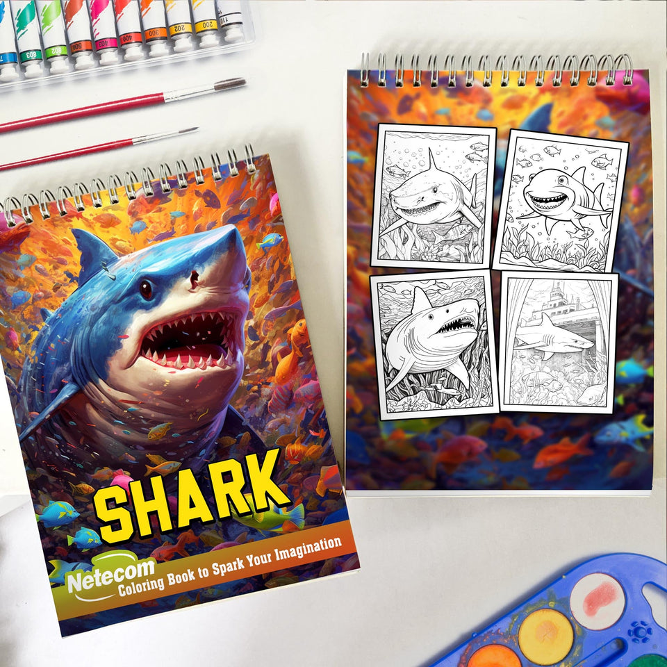 Magical Sharks Spiral Bound Coloring Book, Discover the Power of the Ocean with 30 Captivating Shark Coloring Pages for Adventure Seekers to Ignite Their Imagination