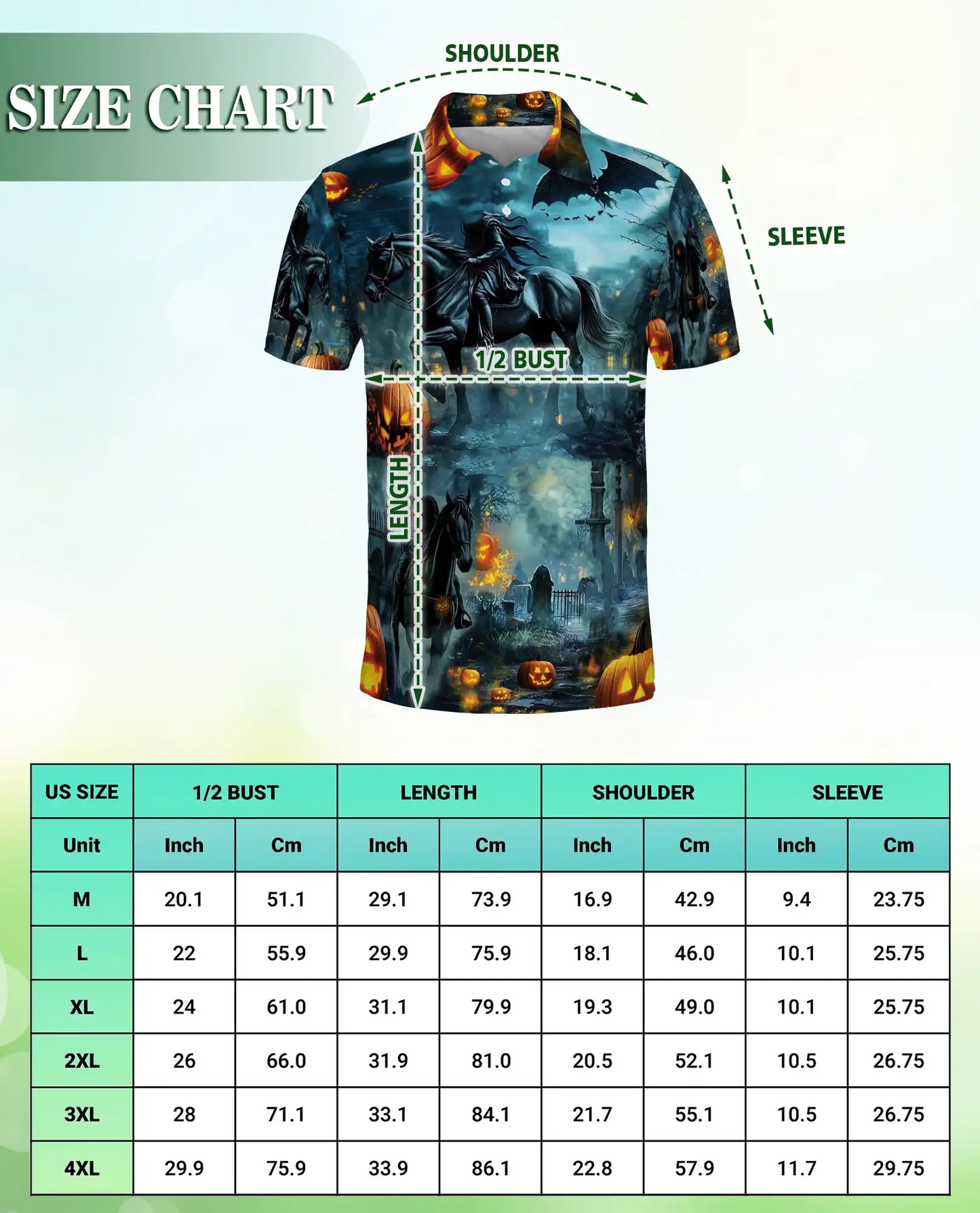 Halloween Dark Rider Horse Pumpkin Polo Shirt | Azhobbyshop