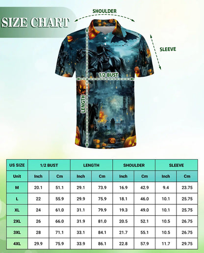 Halloween Dark Rider Horse Pumpkin Polo Shirt | Azhobbyshop