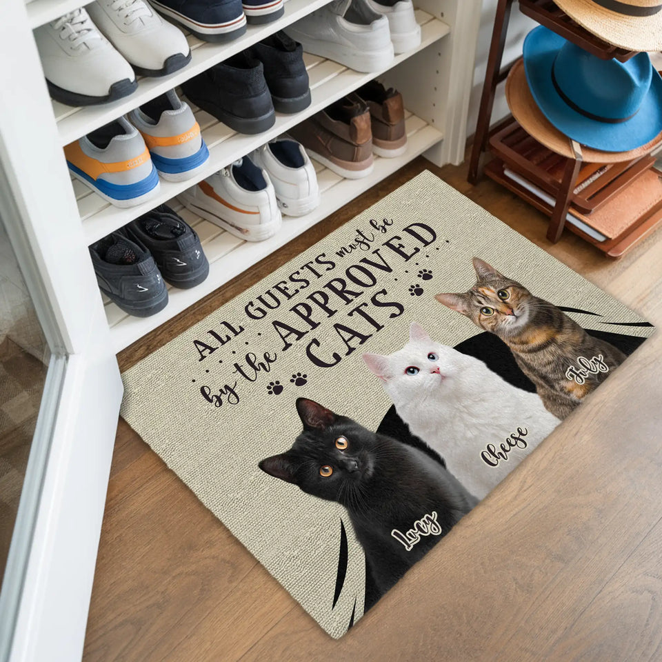 Personalized Cat Photo Doormat – Custom Pet Names Welcome Mat