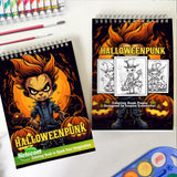 Halloweenpunk Spiral Bound Coloring Book, Immerse Yourself in 30 Coloring Pages, Fusing the Spookiness of Halloween with Punk Attitude