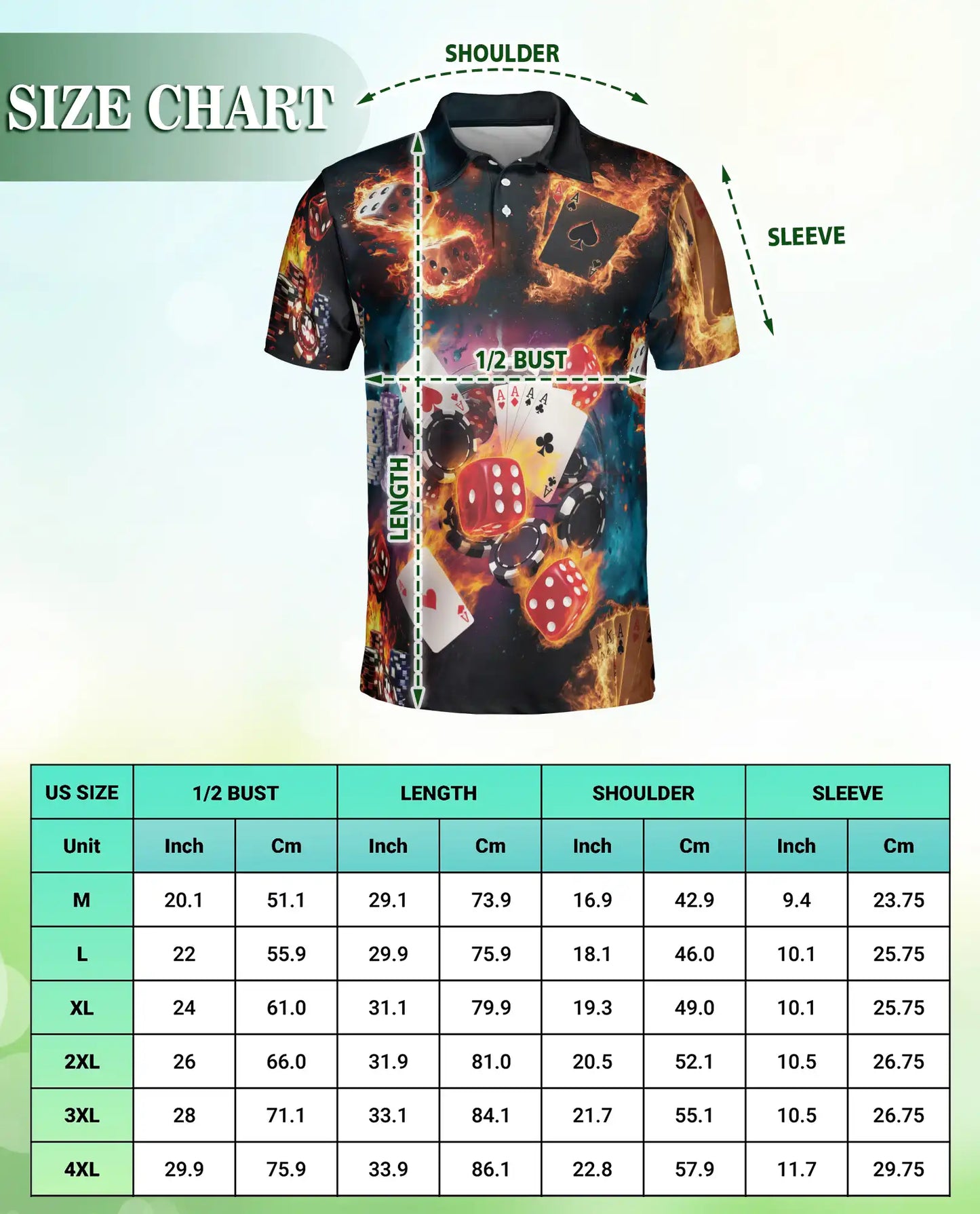 Casino Poker 3D Polo Shirt for Men – Dice Card Gambling Party Style | Azhobbyshop