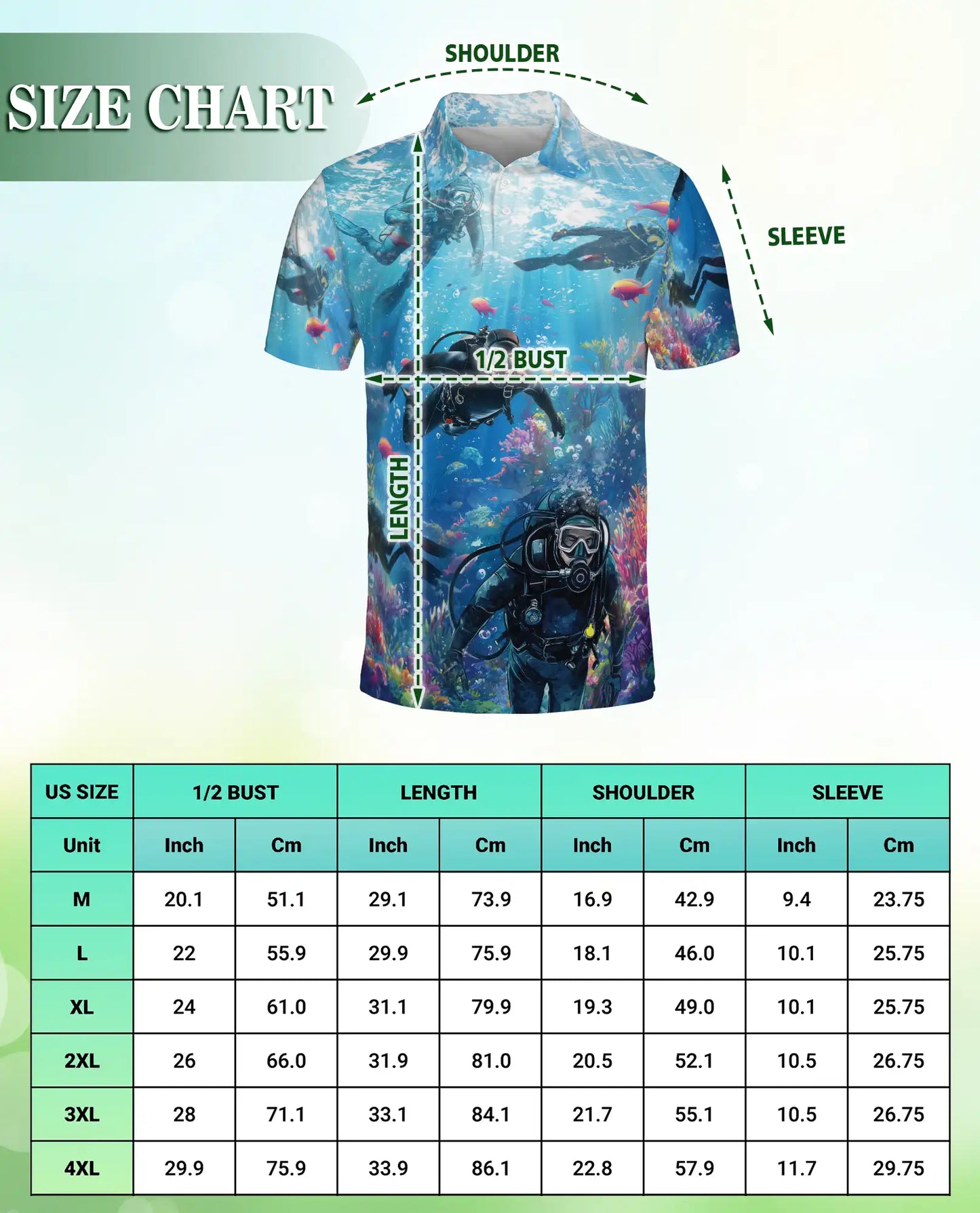 Scuba Diving 3D Polo Shirt for Men – Ocean Adventure Diver Style | Azhobbyshop