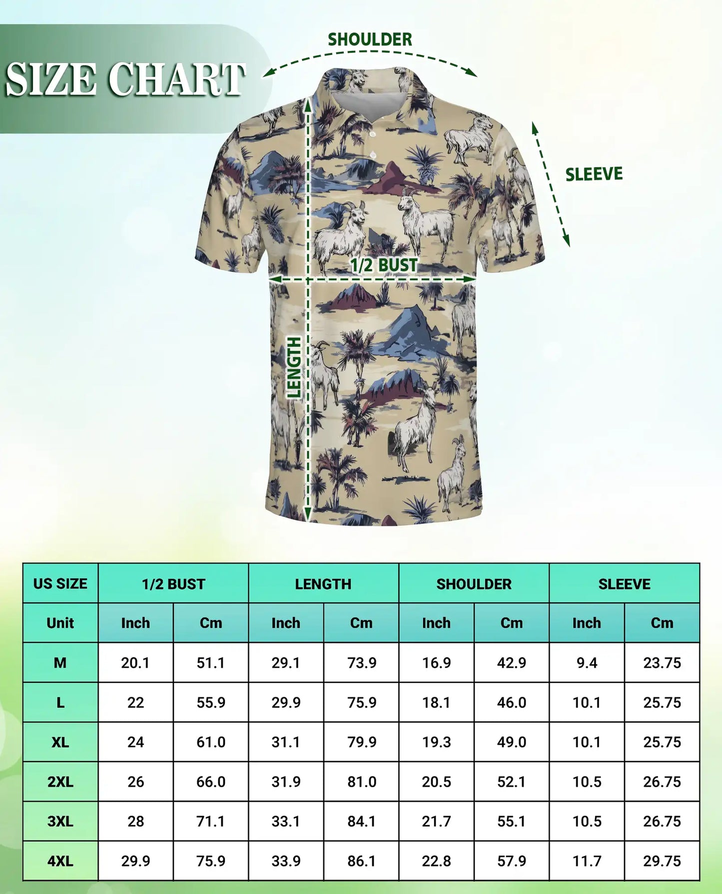 Goat Desert Hawaiian 3D Polo Shirt for Men – Funny Farm Animal Retro Style | Azhobbyshop