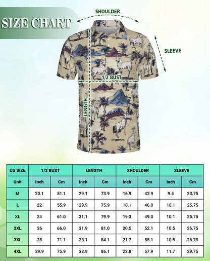 Goat Desert Hawaiian 3D Polo Shirt for Men – Funny Farm Animal Retro Style | Azhobbyshop