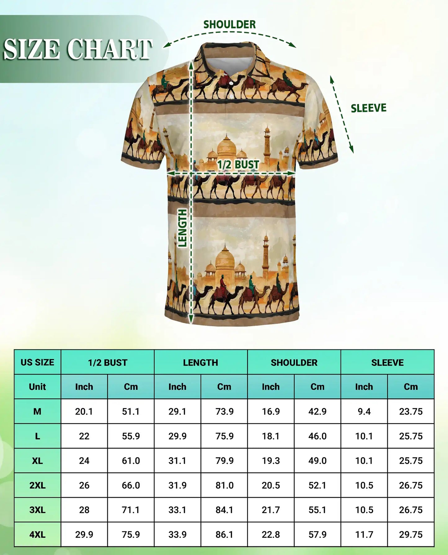 Camel Caravan 3D Polo Shirt for Men – Arabian Desert Travel Style | Azhobbyshop