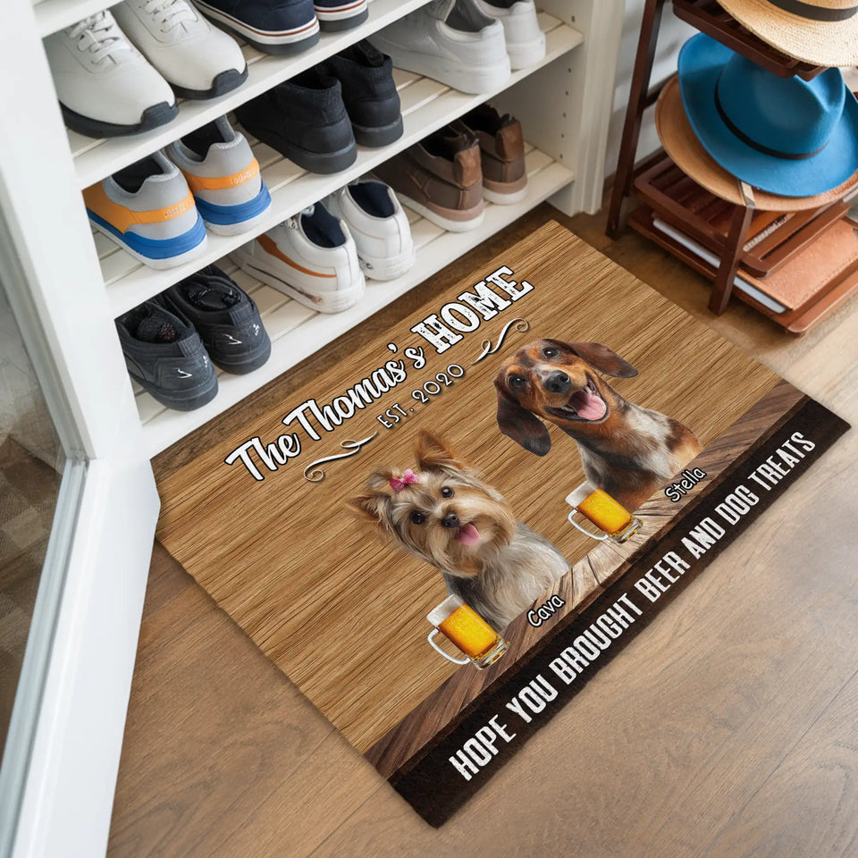 Personalized Rustic Dog Bar Doormat – Custom Family & Pet Mat