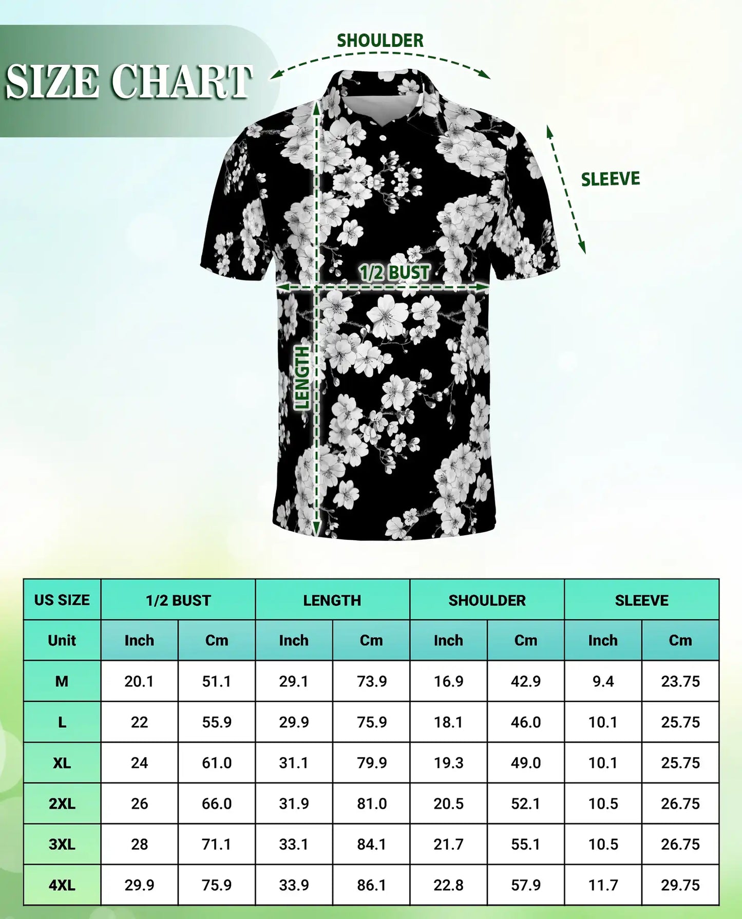 Black White Floral Polo Shirt – Japanese Sakura Hawaiian Style Shirt | Azhobbyshop