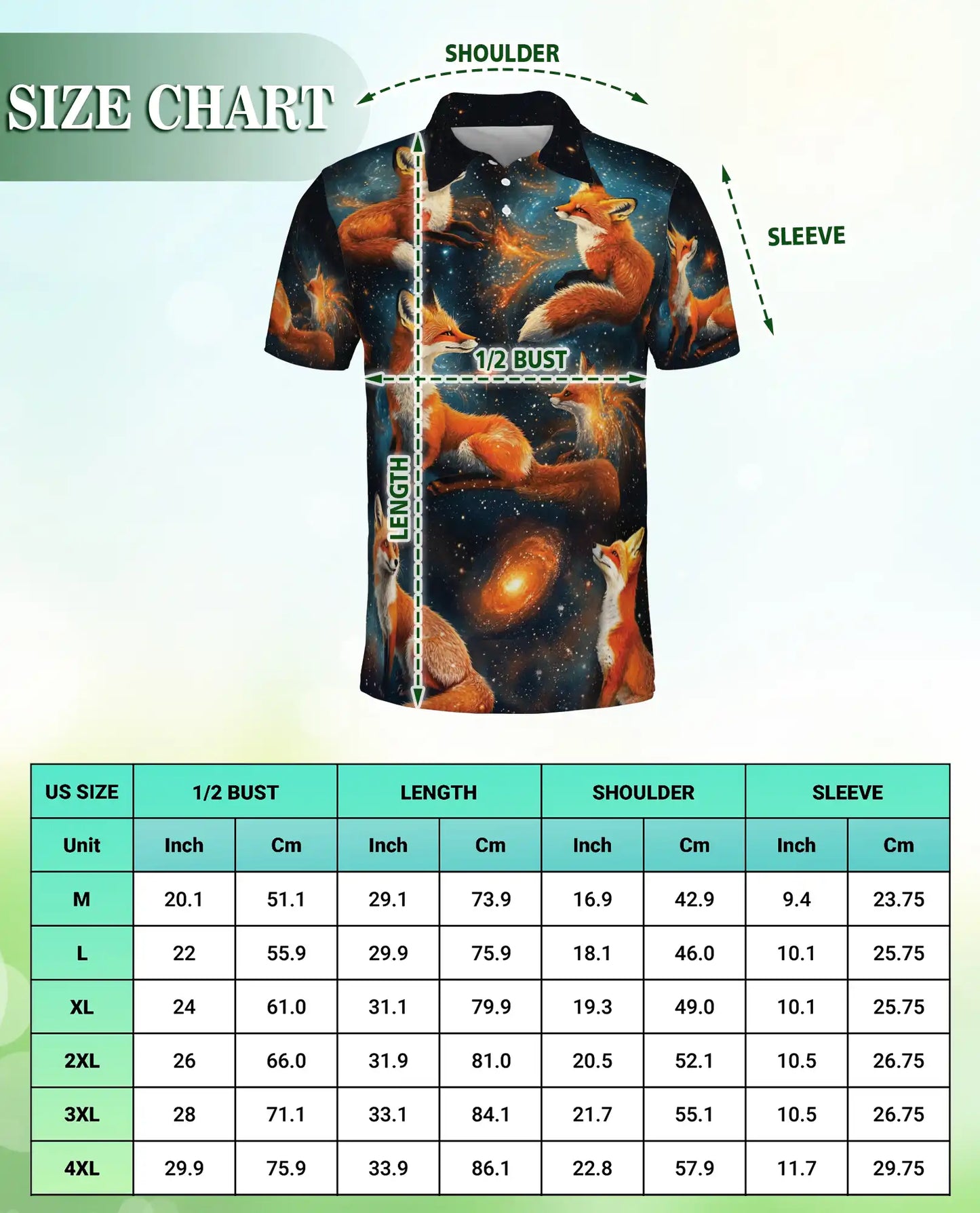 Galaxy Fox Polo Shirt – Cosmic Space Fox Print All Over | Azhobbyshop