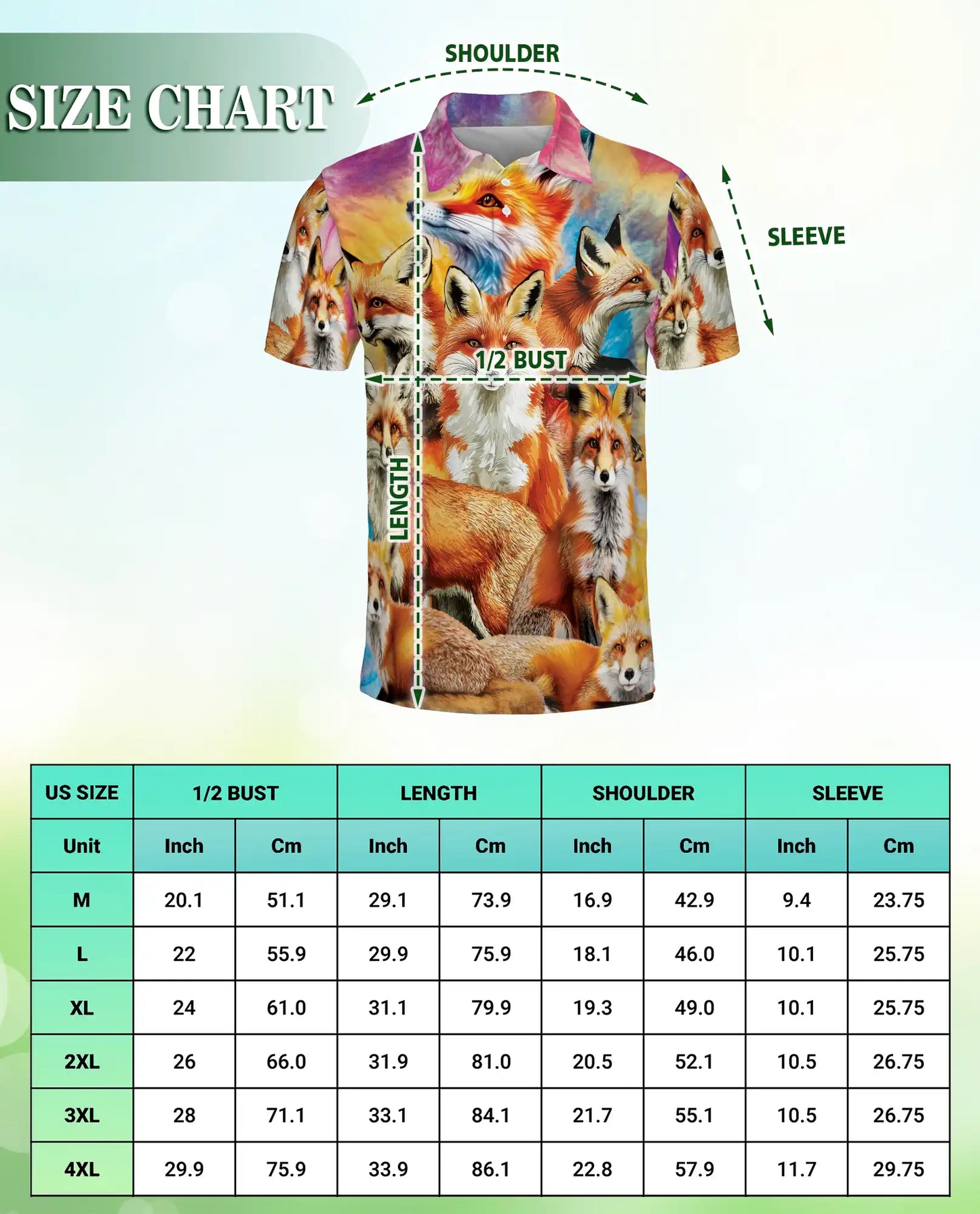 Fox Wildlife 3D Polo Shirt for Men – Colorful Forest Animal Print | Azhobbyshop