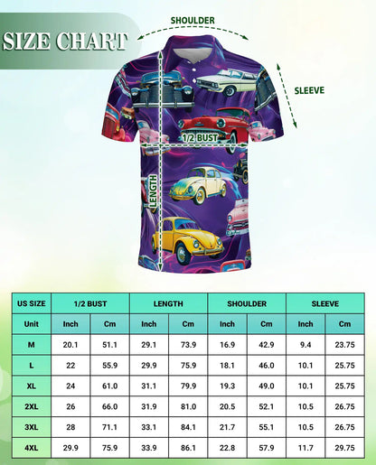 Vintage Cars 3D Polo Shirt for Men – Retro Classic Auto Style | Azhobbyshop