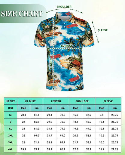 Cornhole Beach Polo Shirt – Tropical Island Game Summer 3D Print | Azhobbyshop