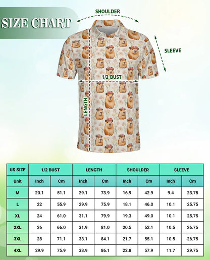 Cute Capybara Floral 3D Polo Shirt for Men – Funny Animal Pattern | Azhobbyshop