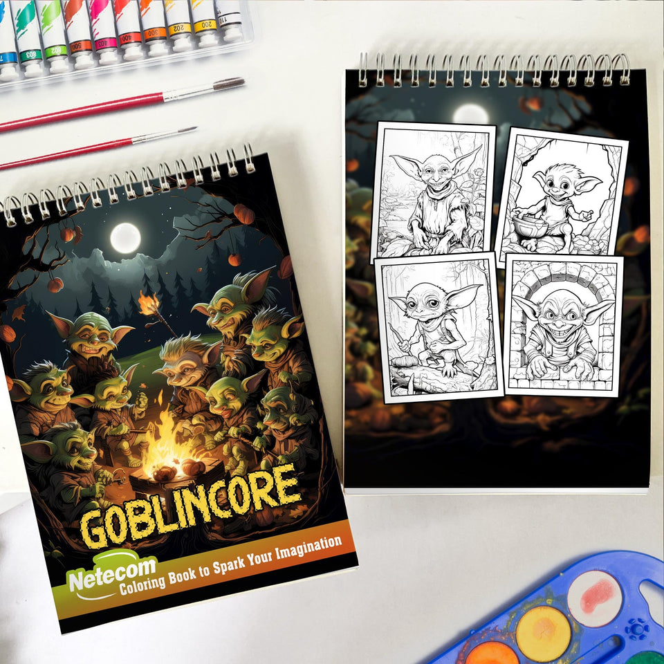 Goblin Spiral Bound Coloring Book, Dive into 30 Whimsical Goblin Coloring Pages for Fantasy Enthusiasts.