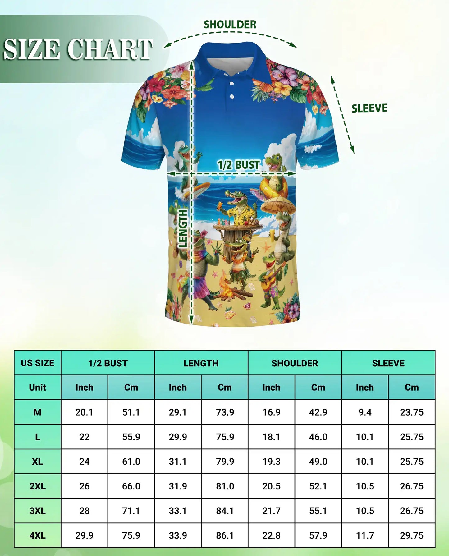 Crocodile Alligator Tropical Beach Hawaiian Polo Shirt | Azhobbyshop