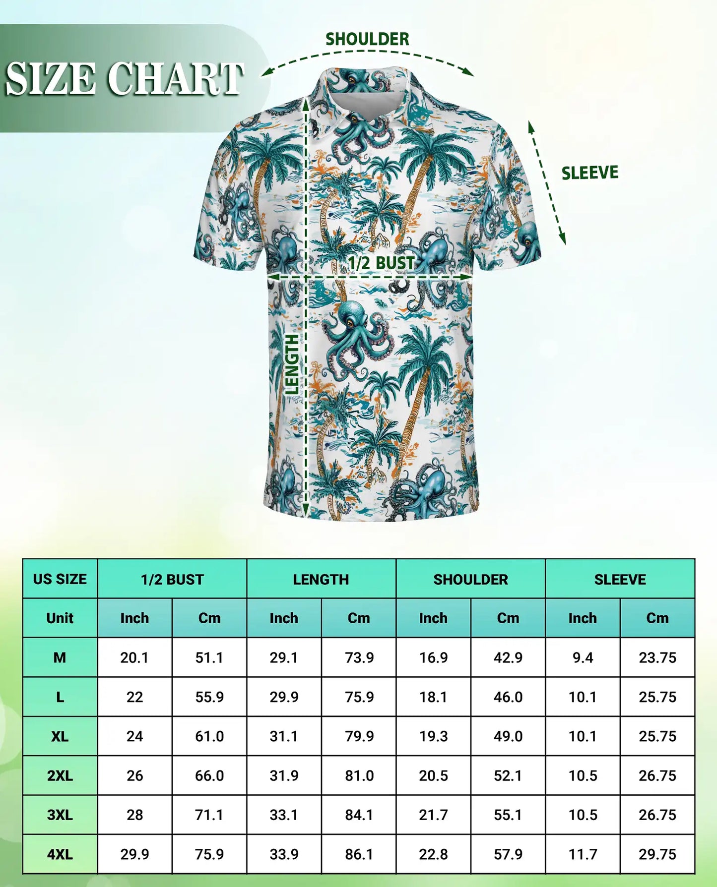 Octopus Tropical 3D Polo Shirt for Men – Hawaiian Style | Azhobbyshop