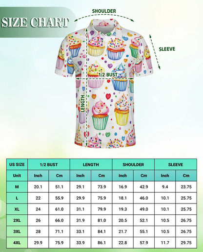 Cupcake Polo Shirt -Colorful Dessert Print Cute Sweet Treat Shirt | Azhobbyshop