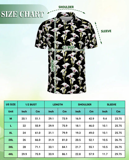 Calla Lily Floral Pattern Polo Shirt | Azhobbyshop