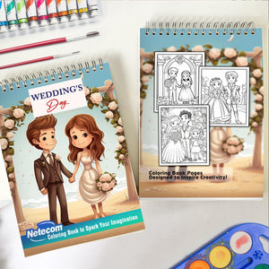 Wedding's Day Spiral Bound Coloring Book, Embark on a Coloring Journey with 30 Pages, Bringing the Splendor of Wedding Day to Life