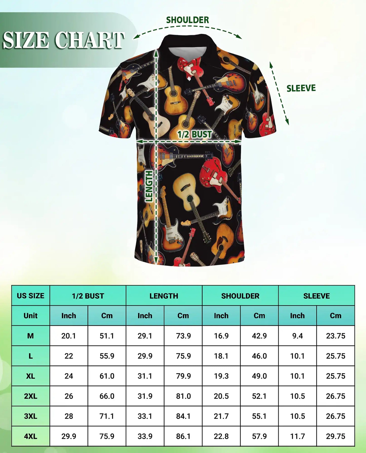 Guitar Polo Shirt- Music Lover Electric Acoustic Style | Azhobbyshop