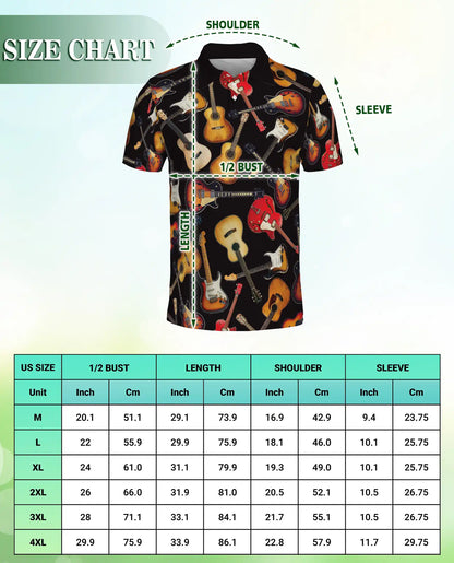 Guitar Polo Shirt- Music Lover Electric Acoustic Style | Azhobbyshop