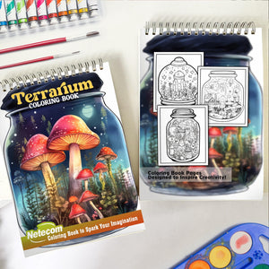 Terrarium Spiral Bound Coloring Book, Discover 30 Serene Coloring Pages, Inviting You to Color the Delicate Balance of Flora and Fauna in Terrariums