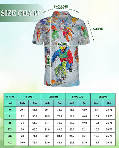 Snowboarder 3D Polo Shirt for Men – Colorful Winter Sport Style | Azhobbyshop