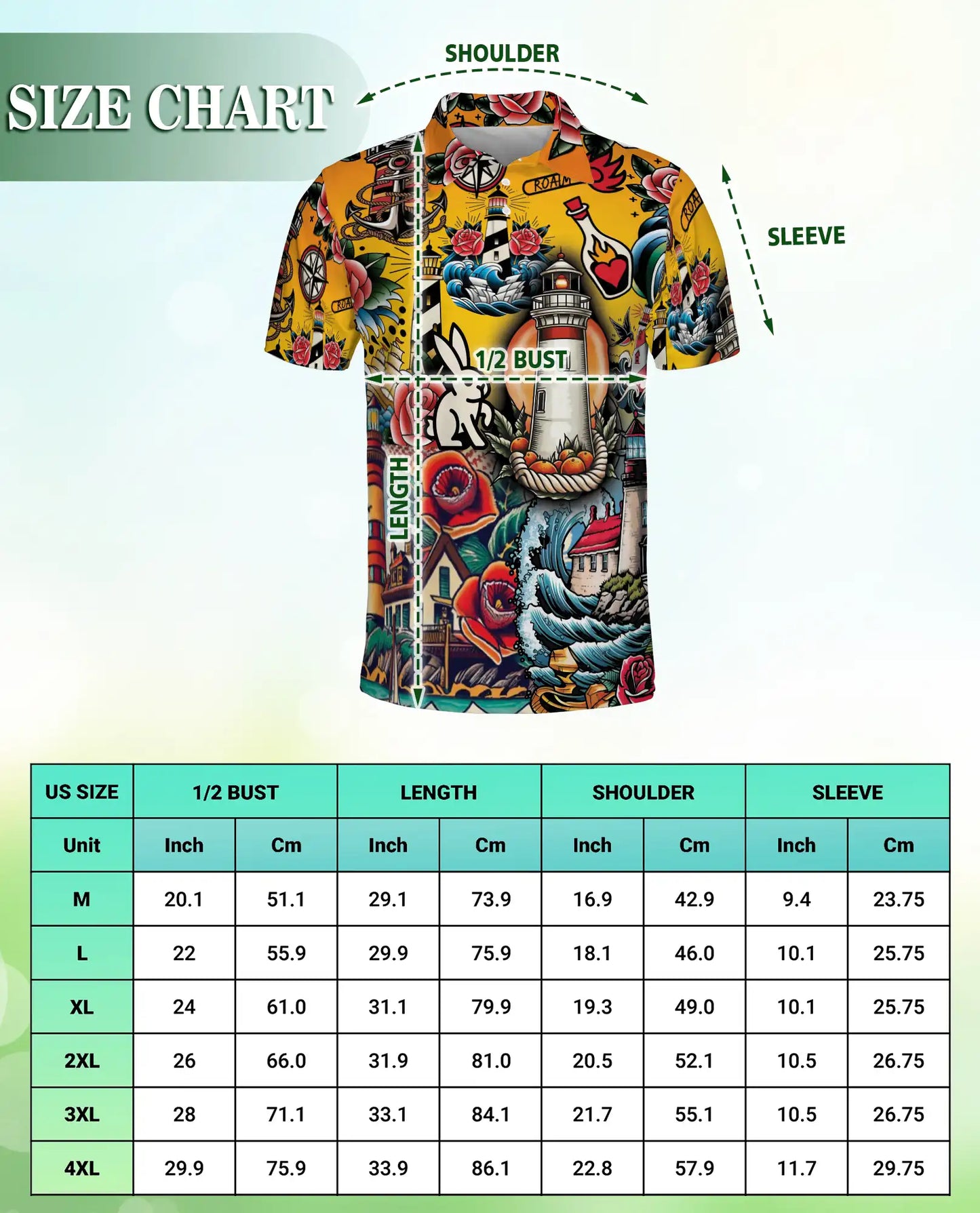 Lighthouse Tattoo Hawaiian Polo Shirt – Nautical Old School Tattoo Shirt | Azhobbyshop