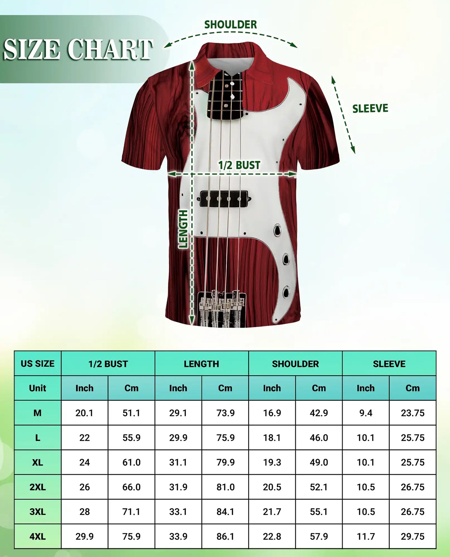 Bass Guitar Polo Shirt 3D- Instrument Print Music Lover Shirt | Azhobbyshop