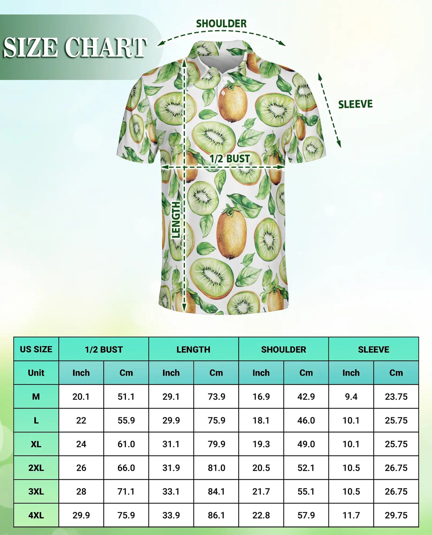 Kiwi Fruit 3D Polo Shirt for Men – Fresh Tropical Summer Style | Azhobbyshop