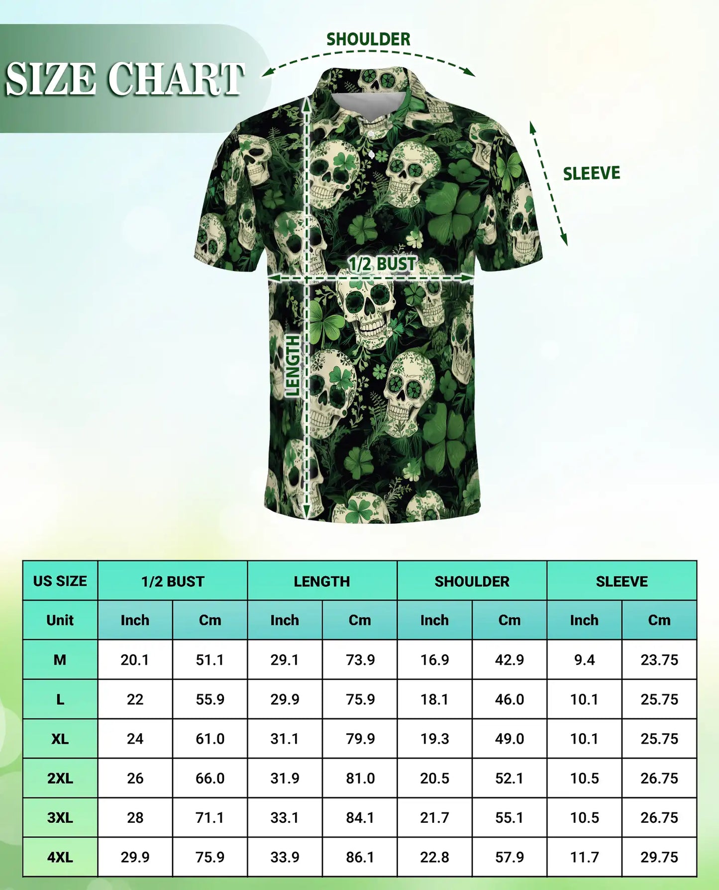 St. Patrick Skull Shamrock Polo Shirt | Azhobbyshop