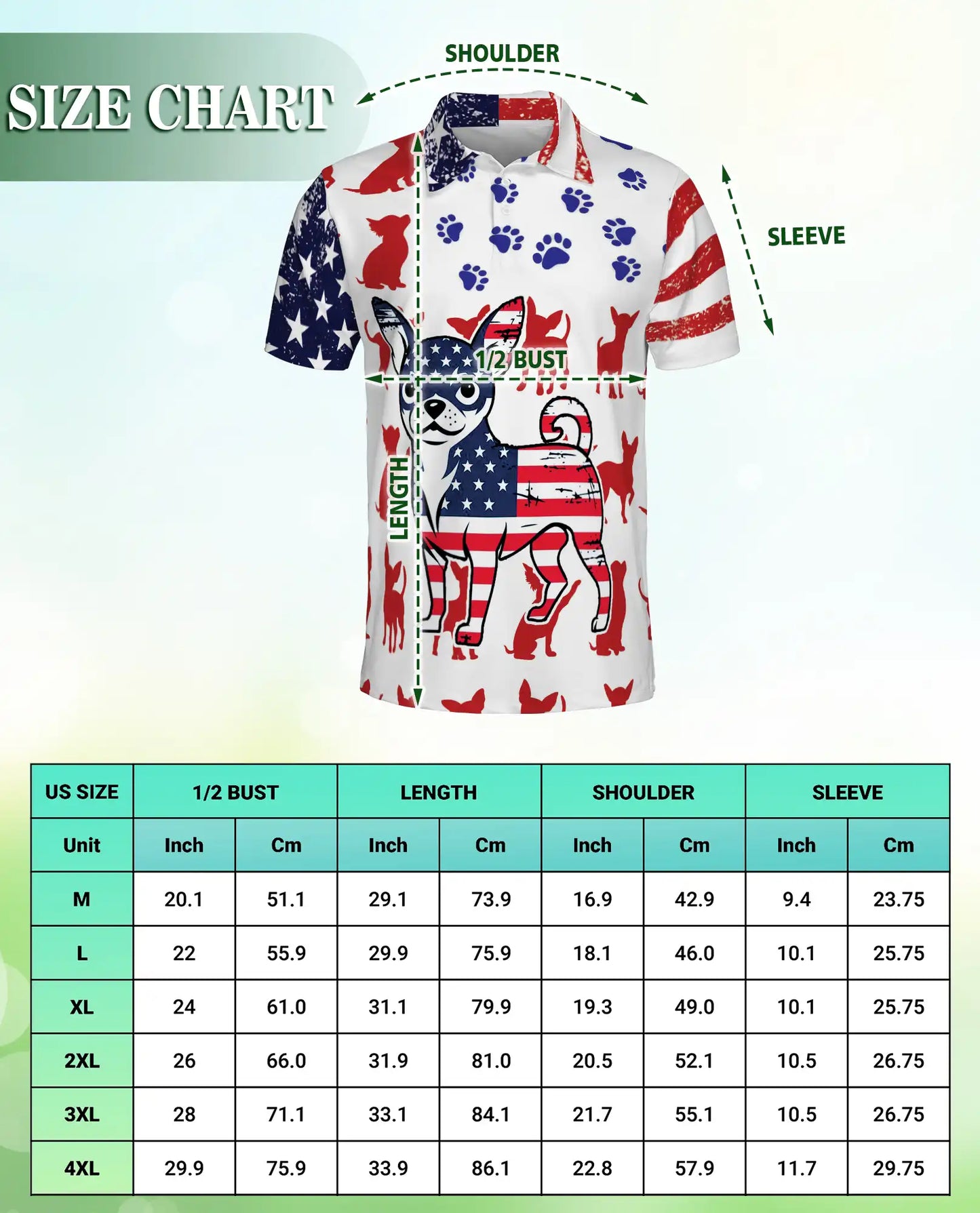 American Flag Chihuahua Polo Shirt – Patriotic Dog Paw Print | Azhobbyshop